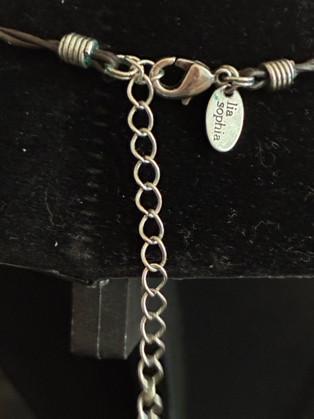 Lia Sophia EUC Necklace Blue
Sodalite Stone Wood Bead
Leather Cord Silver Tone - Picture 7 of 12
